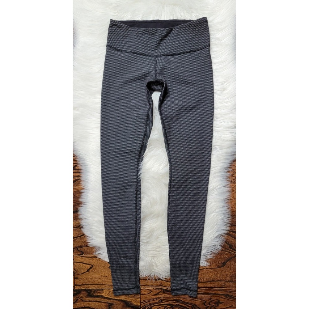 LULULEMON Wunder Under Full Length Leggings Size 6 Black Diamond Dot 31" Inseam